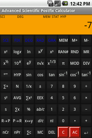 Advanced Scientific Postfix Calculator Android