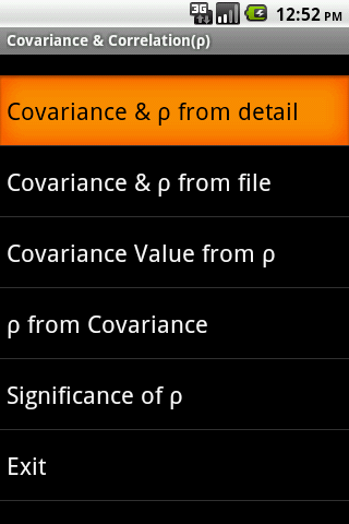 Covariance Correlation Android App