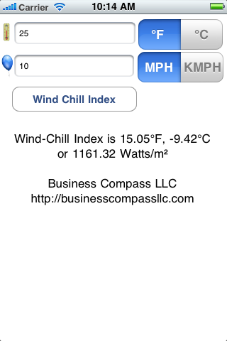 Windchill Index iOS